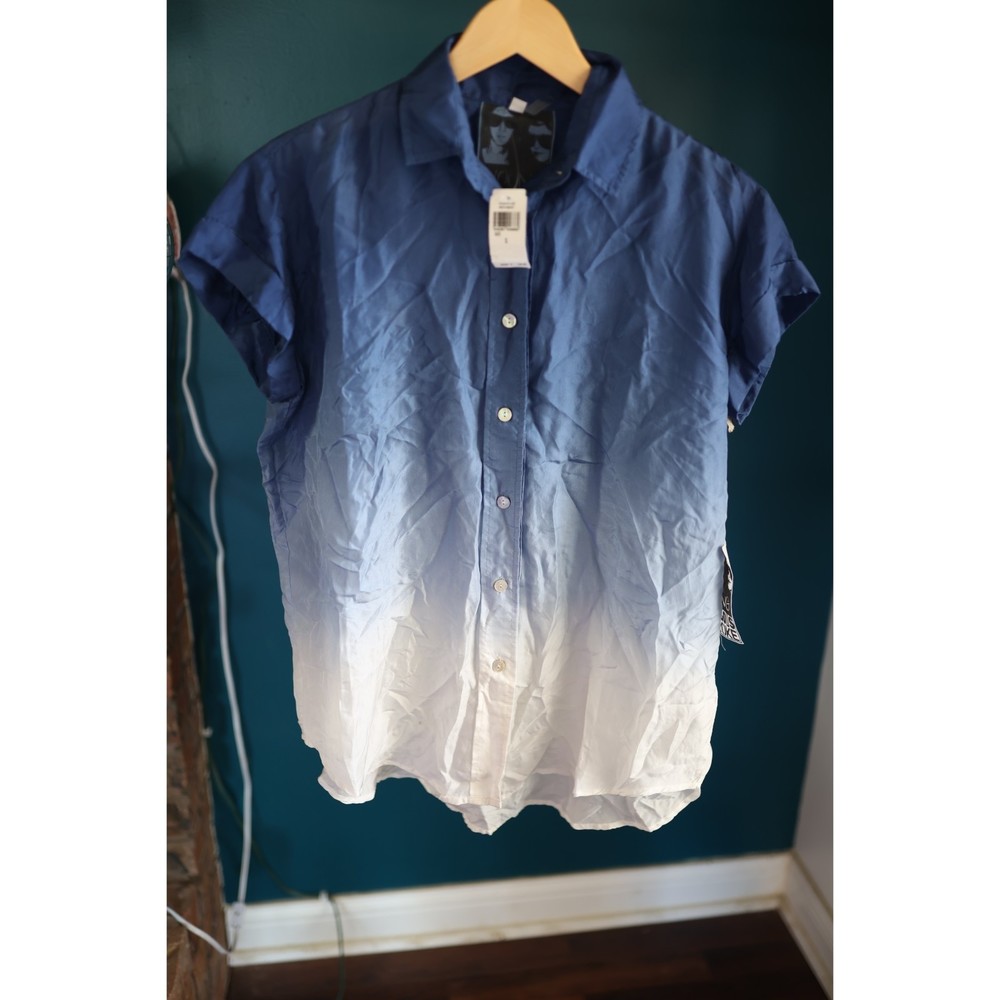 NWT Young Fabulous & Broke Ombre Button Down Hi-Lo Top Sz s 100% Silk